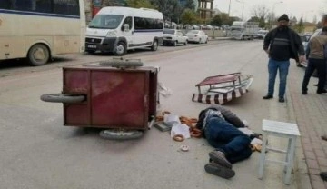 Fırtınada devrilen simit arabasının altına kalan simitçi yoğun bakımda