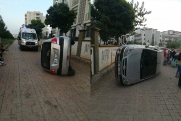 Fren yerine gaza bastı yan yattı: 1 yaralı