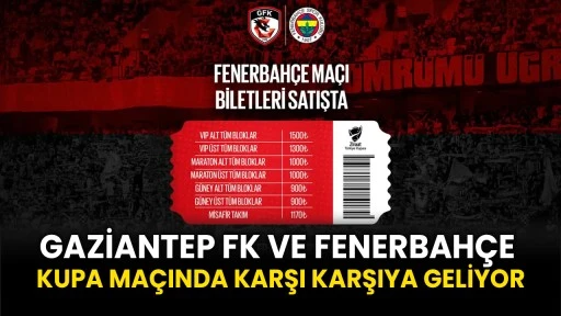 Gaziantep Fk - Fenerbahçe Maçı Biletleri Satışta