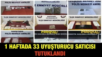 Gaziantep’te 1 haftada 33 uyuşturucu satıcısı tutuklandı