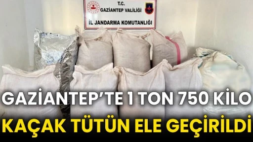 Gaziantep’te 1 ton 750 kilo kaçak tütün ele geçirildi