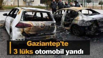 Gaziantep'te park halindeki 3 lüks otomobilde yangın çıktı.