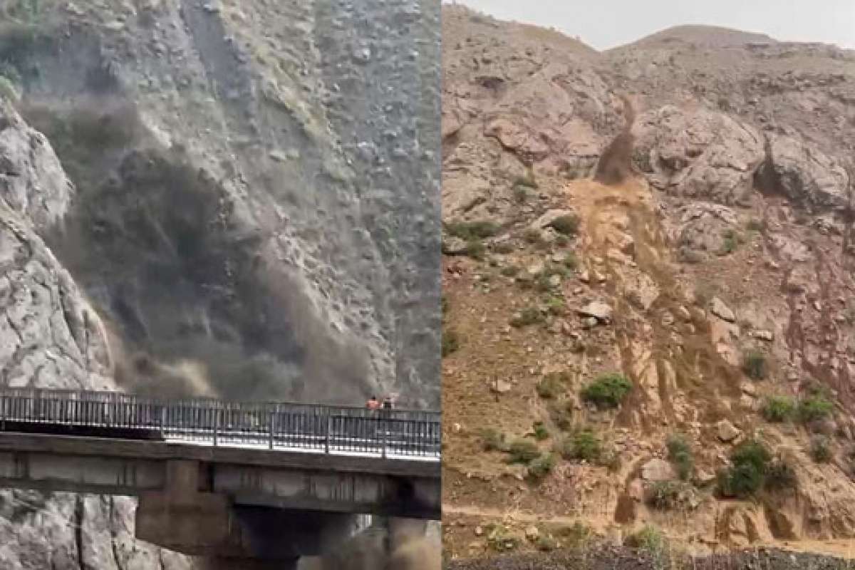 Hakkari-Van karayolunda toprak kayması böyle görüntülendi