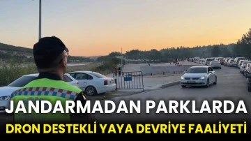 Jandarmadan parklarda dron destekli yaya devriye faaliyeti