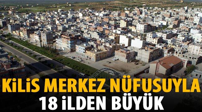 Kilis merkez nüfusuyla 18 ilden büyük 