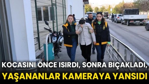 Kocasını önce ısırdı, sonra bıçakladı, yaşananlar kameraya yansıdı