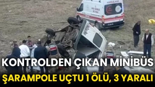 Kontrolden çıkan minibüs şarampole uçtu 1 ölü, 3 yaralı