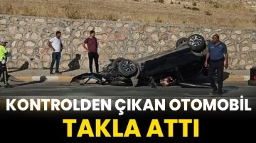 Kontrolden çıkan otomobil takla attı