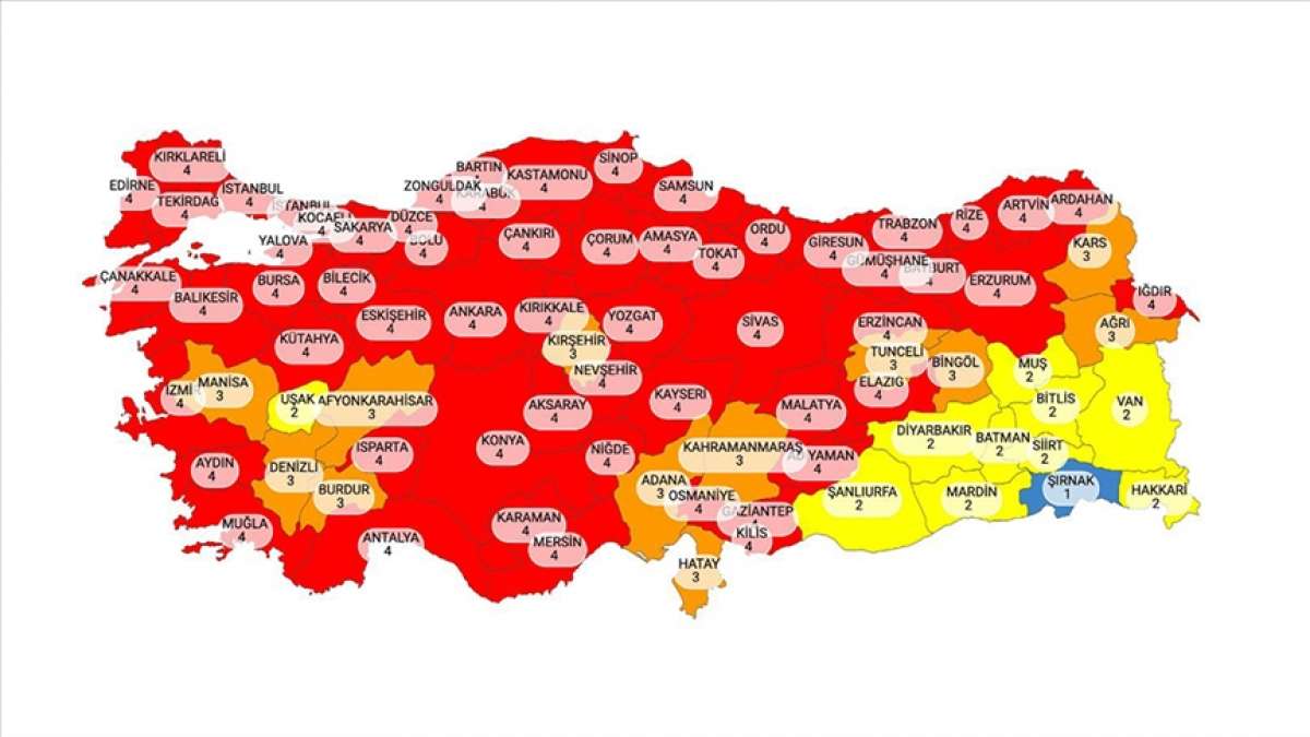 Kovid-19 risk değerlendirme haritası açıklandı