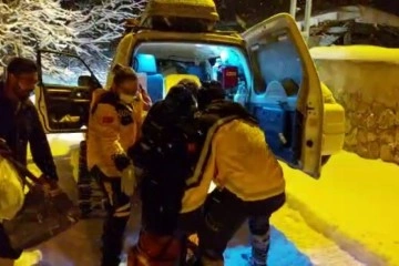 Köyde mahsur kalan hamile kadının imdadına paletli ambulans yetişti