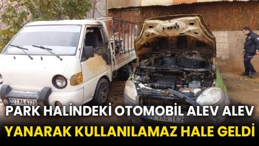 Park halindeki otomobil alev alev yanarak kullanılamaz hale geldi