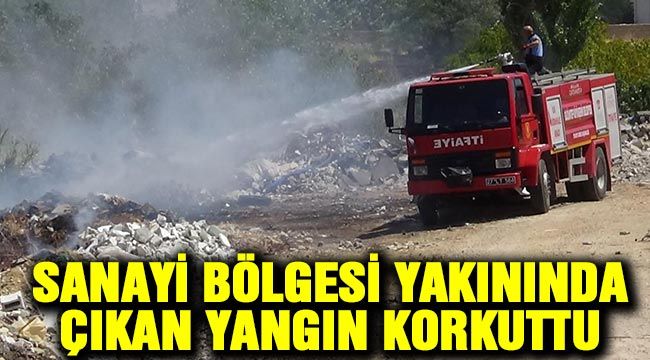 Sanayi bölgesi yakınında çıkan yangın korkuttu 