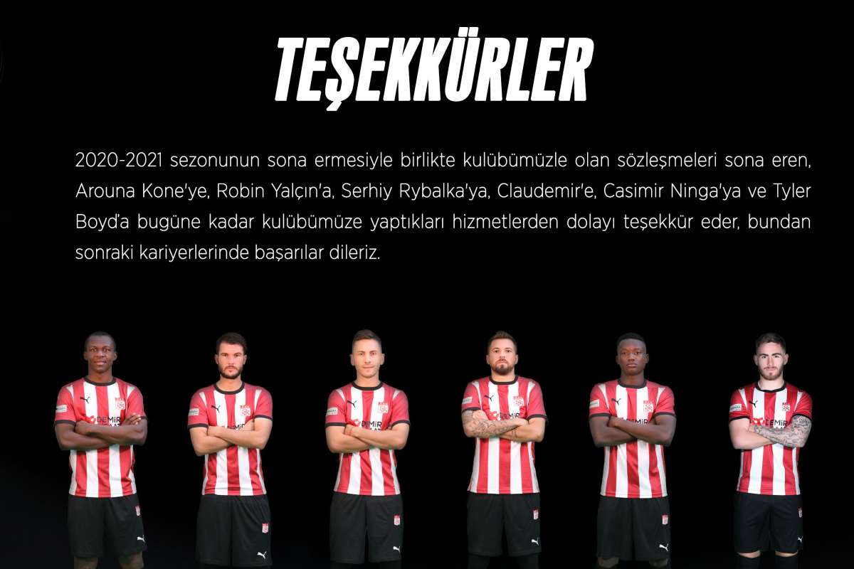 Sivasspor, 6 futbolcusuna teşekkür etti