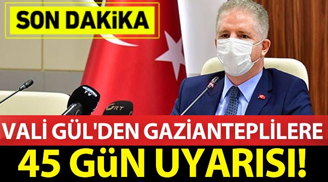 SON DAKİKA - Vali Gül'den Gazianteplilere 45 gün uyarısı