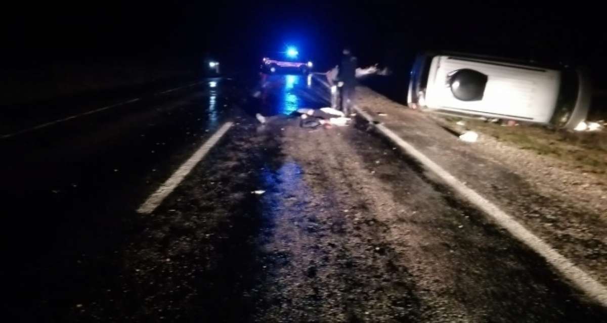 Yaban domuzuna çarpan otomobil devrildi: 1 kişi hayatını kaybetti, 2 yaralı